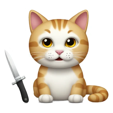 A cat with a knife sticker