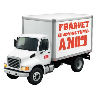 Moving truck with the words he sticker