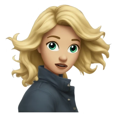 a blonde girl in a tornado  sticker