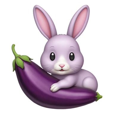 Un lapin avec une aubergine sur la tête sticker