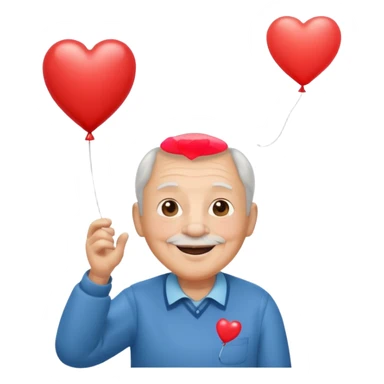 Grandpa floating with heart balloon sticker