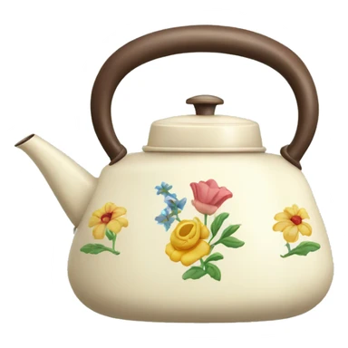 Vintage kettle with flower design sticker