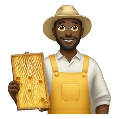 tall black man beekeeper holding honeycomb full body sticker
