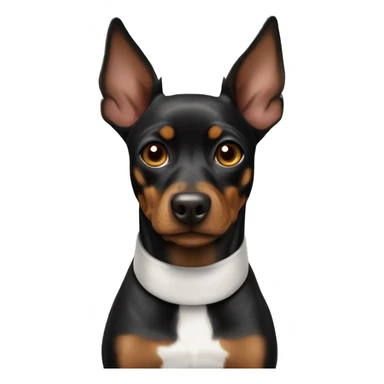 black brindle tan pinscher big ears white collar sticker