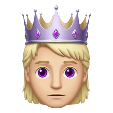blonde king with brown eyes and silver crown and purple gems  sticker