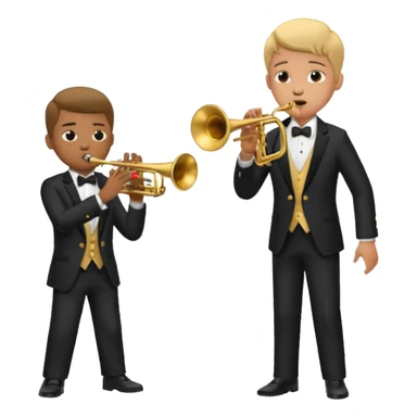 Boy with trumpet aruguing with boy with trombone sticker