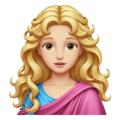 Venus from Olympus Gods with long golden blonde wavy hair, pink stola sticker