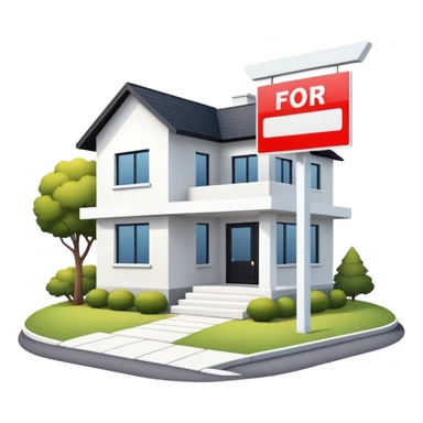 modern house with a for sale sign in front sticker