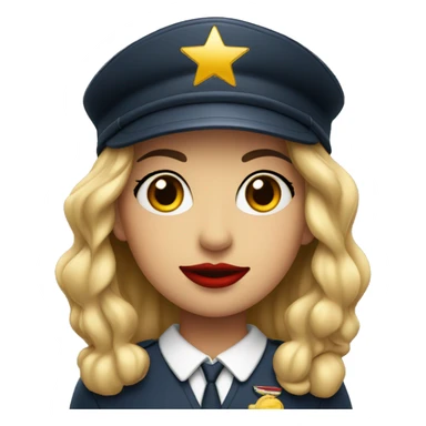 girl face with flight attend uniform and hat (red) and red lipstick sticker