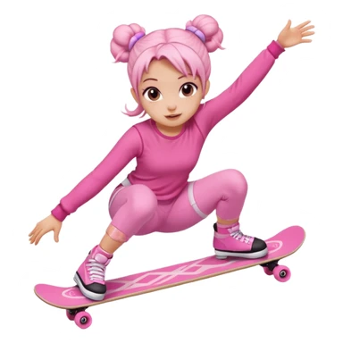 My little pony Cute skater girl with two buns and pink outfit, gliding with playful energy. sticker