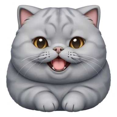 Cinematic Cute Chubby Grey Scottish Fold Cat Portrait Emoji, Adorable folded ears framing its round face, head tilted playfully and yawning, round and plump body with sleek soft grey fur and subtle blue undertones, Simplified yet adorable features, highly detailed, glowing with a warm, friendly glow, high shine, curious yet calm, stylized with a touch of whimsy, bright and endearing, soft glowing outline, capturing the essence of a mischievous yet loving and lazy kitty with those signature folded ears, so cute it feels like it could stretch out of the screen and cuddle! sticker