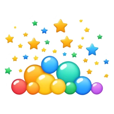 A playful cartoon-style progress bar filling up, with soft, rounded edges and a bubbly animation effect. As it reaches the max level, small stars or confetti pop out, making it feel fun and engaging sticker