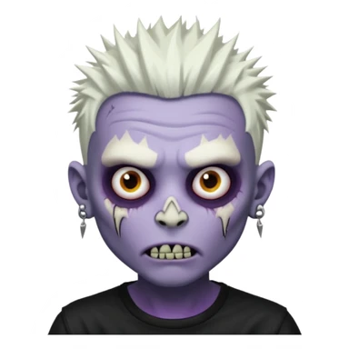 Purple pale skinned zombie boy skin so with white spiky hair. Nose and ear piercings. Emo. sticker