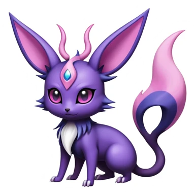 Shiny Exotic Badass Magical Ethereal Royal Mysterious Gothic Noibat-Espeon-Umbreon-Sylveon-Pokémon-Fakémon-hybrid-creature (full body) with horns sticker