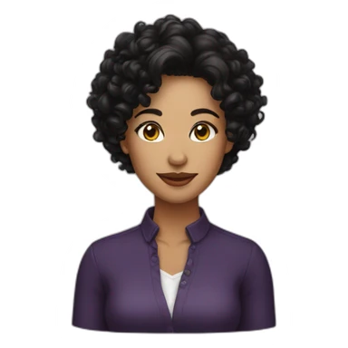 Woman short black curly hair drink whisky sticker