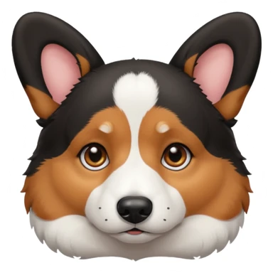 sad black tricolor corgi with no tail sticker