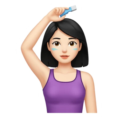 woman black long hair shaving armpit sticker