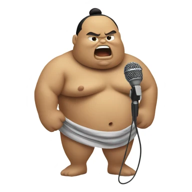 Sumo wrestler singing with microphone  sticker