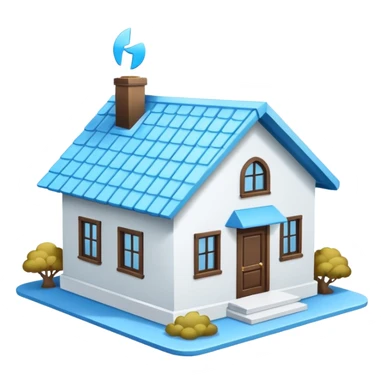a house with a sky blue roof and white walls sticker