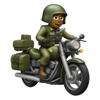 A motorcycle-bathtub in olive drab green with a soldier driving it sticker