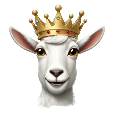 Stylish goat wearing white shirt and a crown sticker