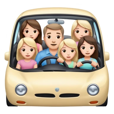 Daddy with 4 daughters driving a car sticker