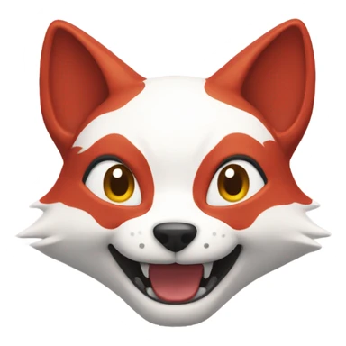 Kitsune head, red and white, happy face sticker
