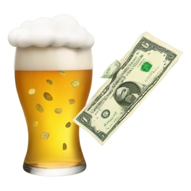 Beer flying away with money sticker