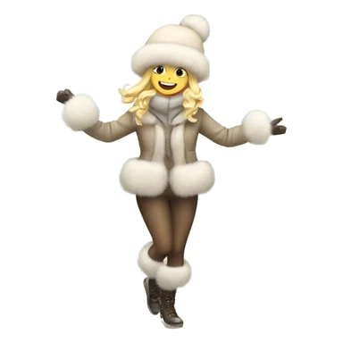 blonde girl in a fur hat dancing in the snow full body sticker