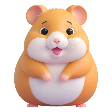 3D emoji style hamster, cute, round, expressive face, soft fur sticker