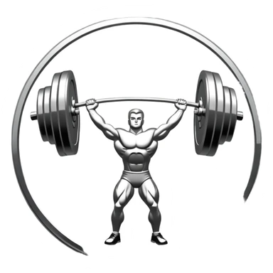 An emblem symbolizing weightlifting with a stylized barbell in the center, set against a simple, clean background. The barbell is prominent and sleek, with no athlete included. The design is bold, modern, and minimalistic sticker