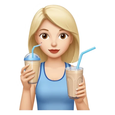 woman eating protein shake sticker