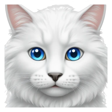 White fluffy cat with man blue eyes sticker