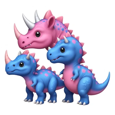 2 Dino one Triceratops cute pink kawei in love with one Blue t-Rex  one should be an triceratops  sticker