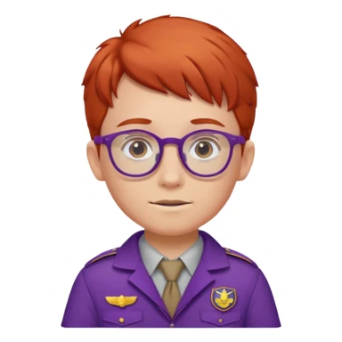 red haired scout kid with purple uniform and glassess sticker