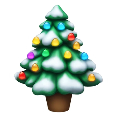 Christmas tree with colorful lights and covered in snow   sticker