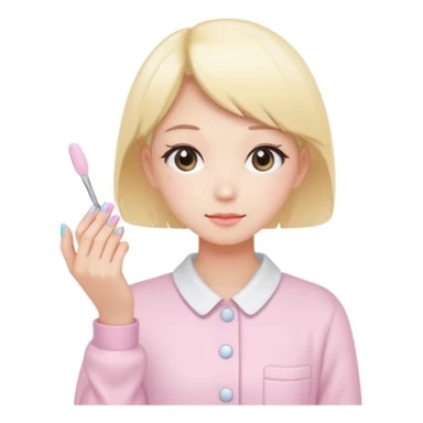Minimalist kawaii female nail artist, standing alone, simple and clean design, pastel colors, delicate and charming, high-resolution, single subject only sticker