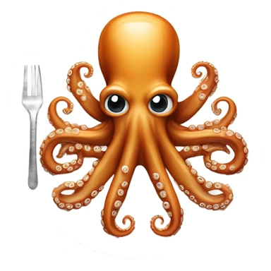 Octopus on a plate with cutlery  sticker