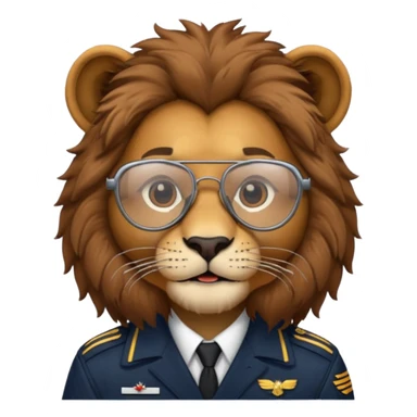 pilot lion with glasses sticker