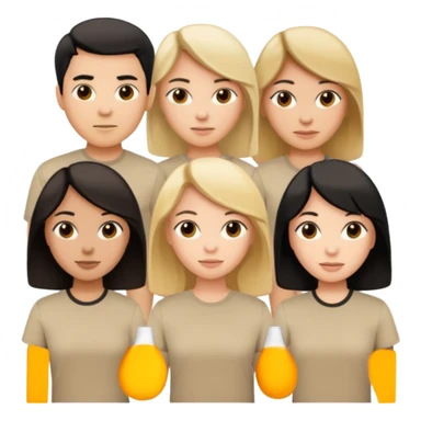 group of people  together ; men and women with brown, blonde, black hair wearing beige shirts aesthetic sticker
