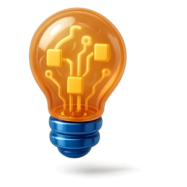 lightbulb icon with glossy circuit style sticker