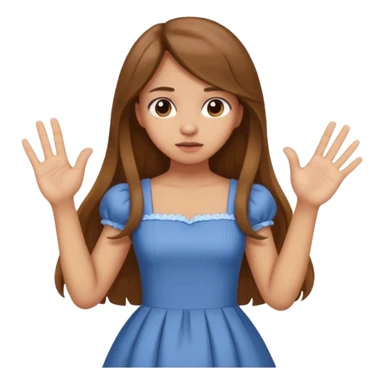 fake costumer loyalty, girl that doesn't care, she is like whatever, brown long hair, cute dress and her hand showing like i dont care whatever, make her look little bit bored sticker