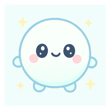 chubby snow ball character with a happy face, tiny arms and legs, kawaii style sticker