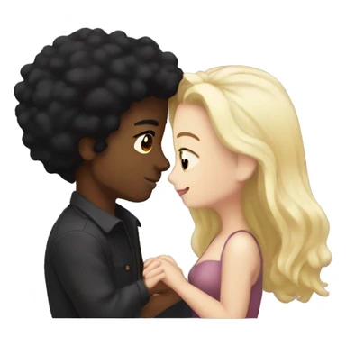 romantic moment between lovers black guy and white gurl with black hair  sticker