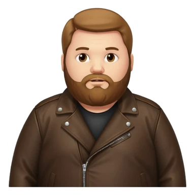 Long hair obese men with beard in leather jacket sticker