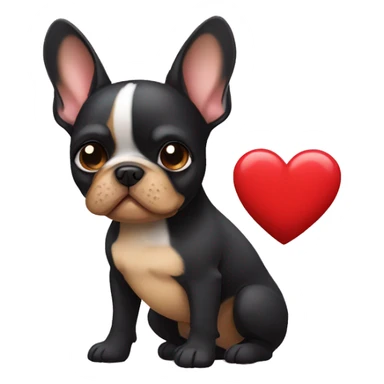 Black and tan frenchie dog holding heart  sticker