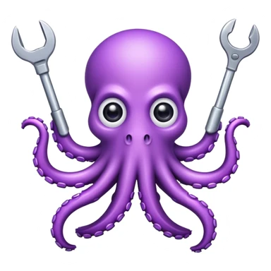 Purple octopus with tools   sticker