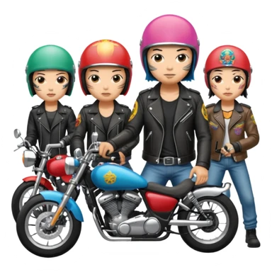 Japanese biker gang members riding motorcycles sticker
