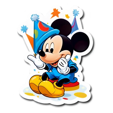 Mickey Mouse wishing my mother Happy birthday  sticker