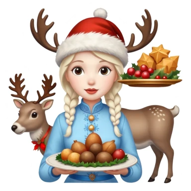 please include christmas attributes: deer, food, santa, snow maid sticker